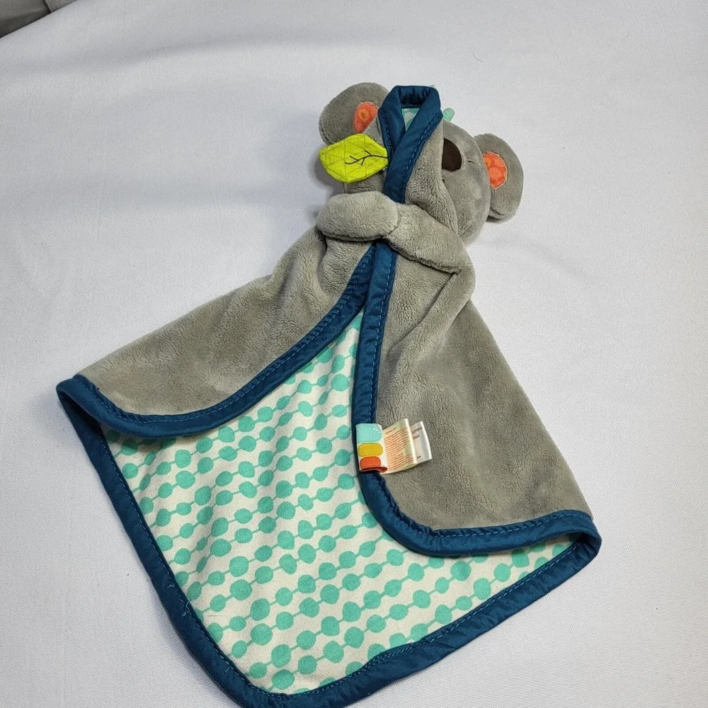 Koala Stuffed Plush Lovey Blankie Grey Aqua Blue Cuddly Bear Blanket